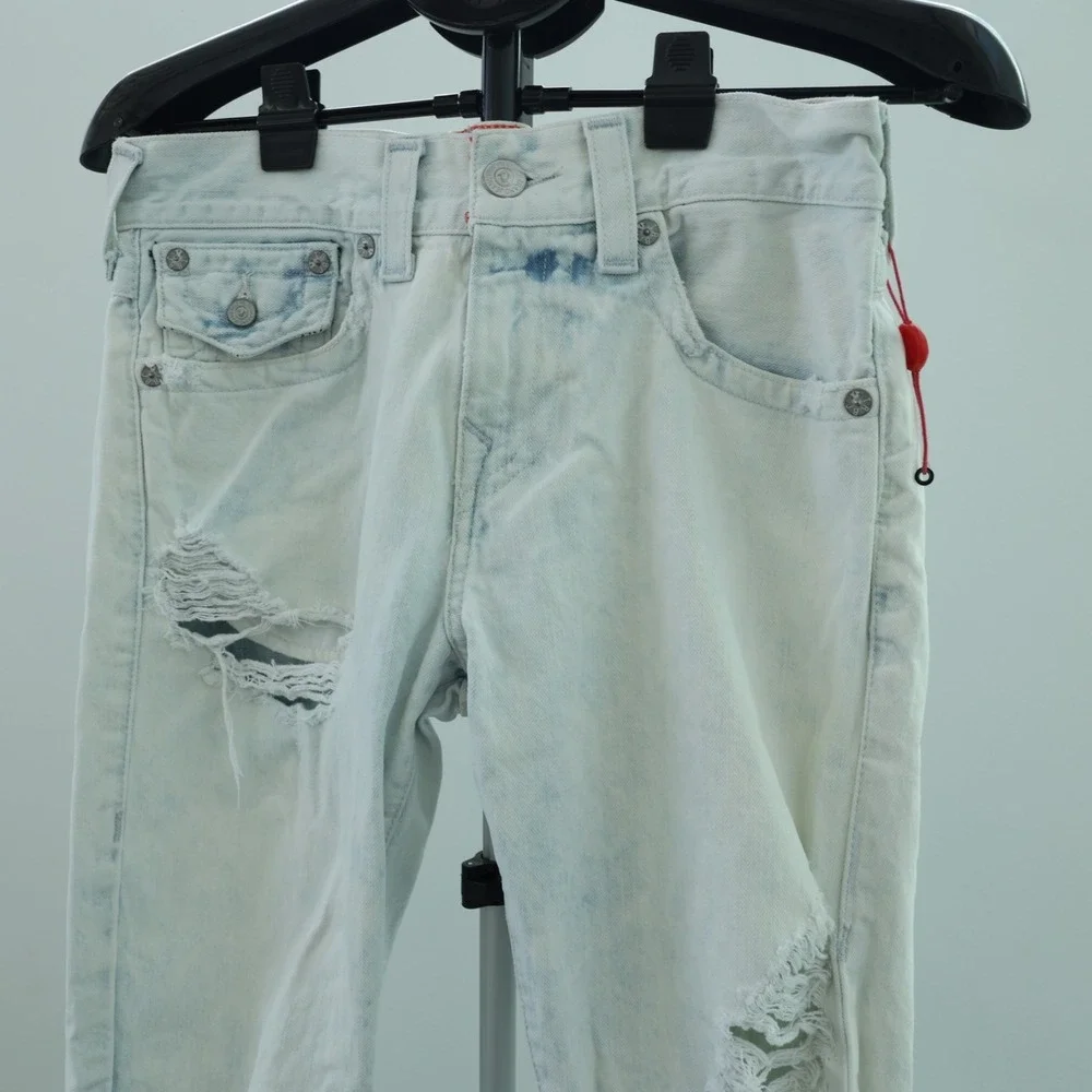 True Religion Geno Jeans Men's 30 x 32 Worn Sunfaded Relaxed Slim Fit Distressed